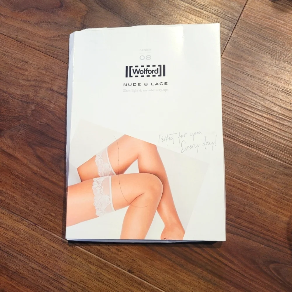 Wolford NUDE 8 LACE Ultra-light & Invisible Stay-up Hony/White New